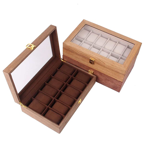 Watch Box 12 Watches Wood - Walnut, Cherry or Oak 911 Körsbär