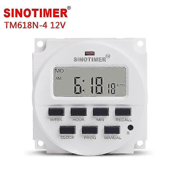 15,98 tommer LCD Digital Timer 12V DC Programmerbar Tidsafbryder TM618N-4(FMY)