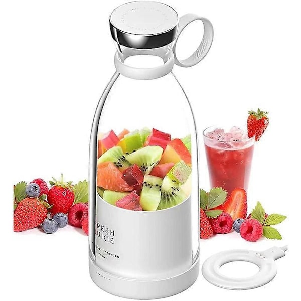 Personlig Blender, Portabel Blender, Batteridriven USB-Blender (Rosa) White 420ML