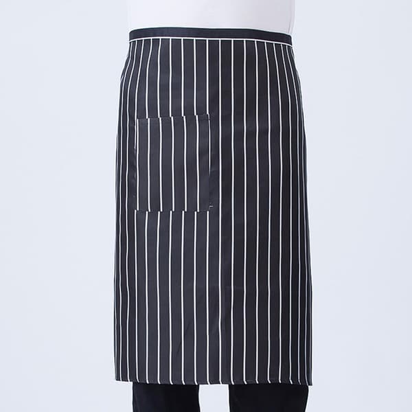 Renikh Randig Rutig Halvlång Kort Midjeförkläde med Ficka Catering Kock Servitör Bar BlackPattern