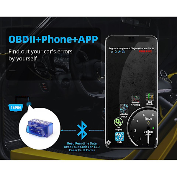 Kebidu Elm327 V1.5 Bluetooth OBD2 Scanner Diagnostisk Bil Elm327 OBD 2 Elm 327 Bil Diagnostikverktyg ODB2 Auto Scan Adapter