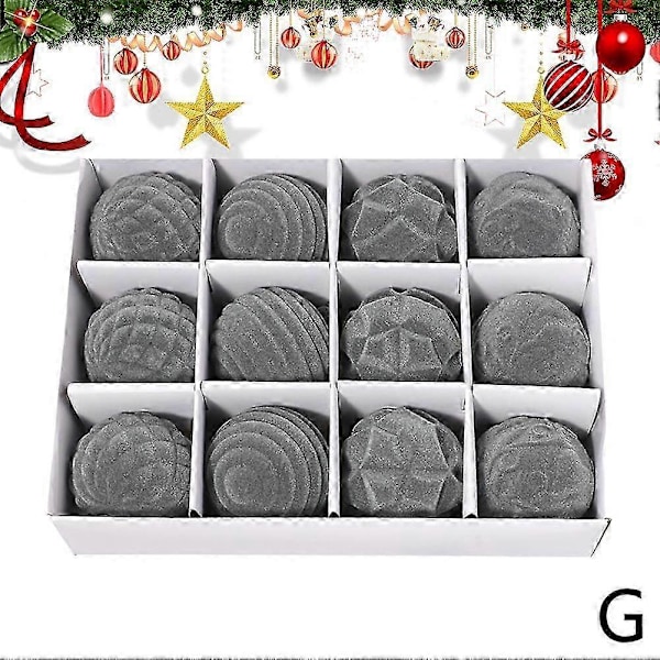 12 st Juldekorationsbollar att Hänga Gray