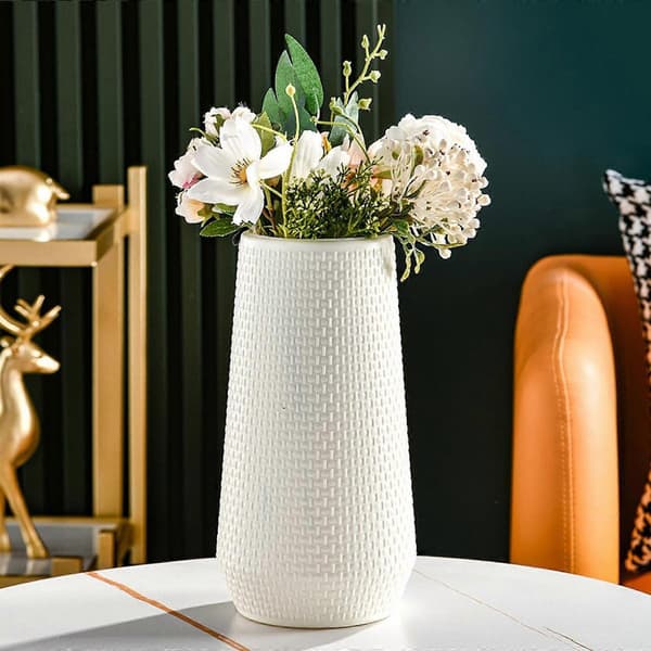 Moderne Kunst Plastik Blomstervase Bordpynt til Køkken Kontor Indretning Hvid