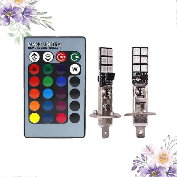 Bilmodifikasjon LED fargerik lampe front tåkelys H1 12SMD RGB blits 5050 bil tåkelampe dekorasjon H1