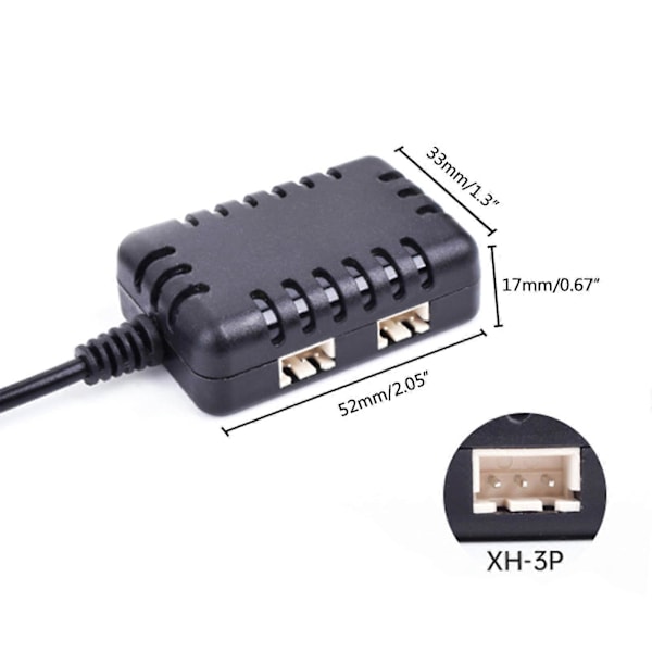 7.4V LiPo Batteri USB Laddningskabel med 2 XH-3P Kontakter för RC Bil Båt Rock Crawler FPV Drönare Quadcopter