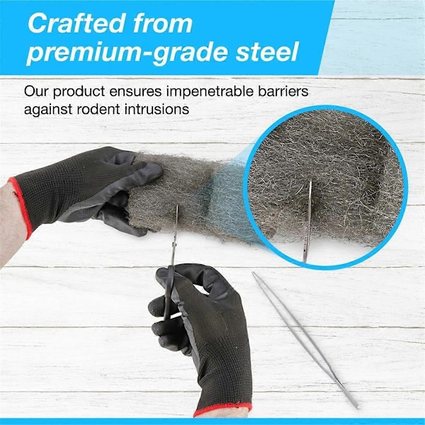 Stålull Mus Säker Hål och Fyllmedel, 3-pack, 8,4 cm x 3 m, Stålull Musbekämpning DIY Kit Fyllverktyg