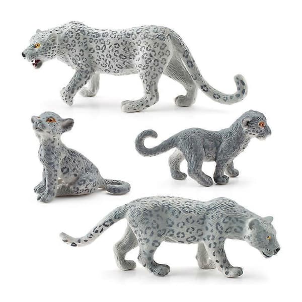 \"4stk Simulation vilda platådjur leopardmodell barn snöleopard dekorativa ornament\" (FMY)