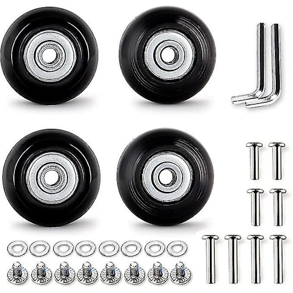 50mm Set med 4 Resväskehjulsersättningar Gummi Trolley Väska Hjul Ersättningsdelar Swivel Caster Hjul Lager