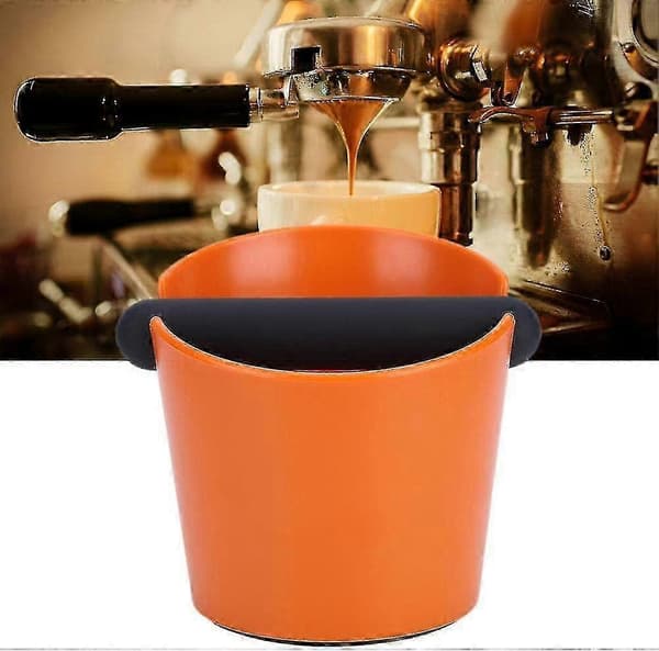 Kaffeboks til espresso kaffegrums, kaffe Sage knock box, kaffegrumsbeholder, grumsbeholder, knock out box orange