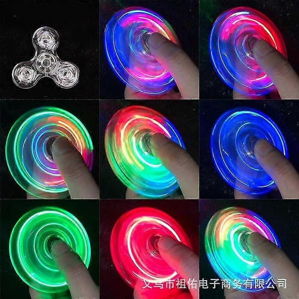 Krystall Lysende LED Lys Fidget Spinner Hånd Topp Spinners Gløder I Mørket EDC Stressavlastende Leke Gyroskop