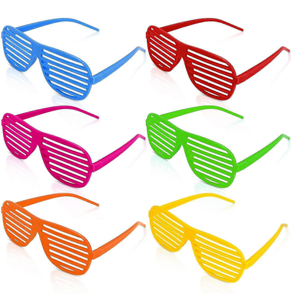Neonfärgade Shutter Shadeds Glasögon För Barn, 6st Plast Nyhet Party Solglasögon, Maskerad Kostym Glasögon - (FMY)