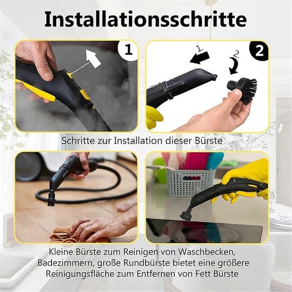 12 stk. til Easyfix SC1 SC2 SC3 SC4 SC5 damprenser tilbehør rund børstesett dyse erstatning