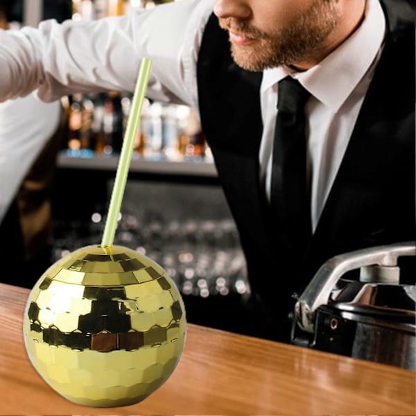 600ML Vinbollskopp med Lock Refraktion Delikat Retro Disco Design Dricksglas Festtillbehör Rose Gold