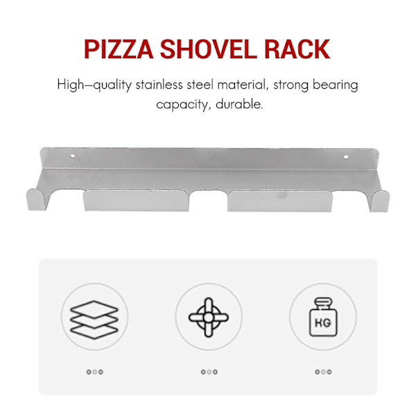 Pizza Shovel Väggställ Borstad Rostfritt Stål Pizza Skal Ställ Väggmonterad Hängare Heavy Duty Pizza silver