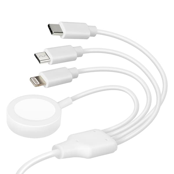 USB-C til Lightning, Micro-USB, USB-C og magnetisk ladekabel 2A hvit