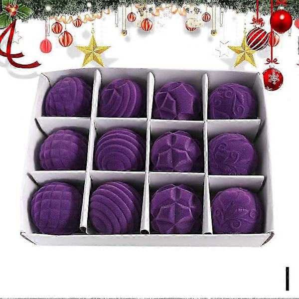 12 st Juldekorationsbollar att Hänga Purple