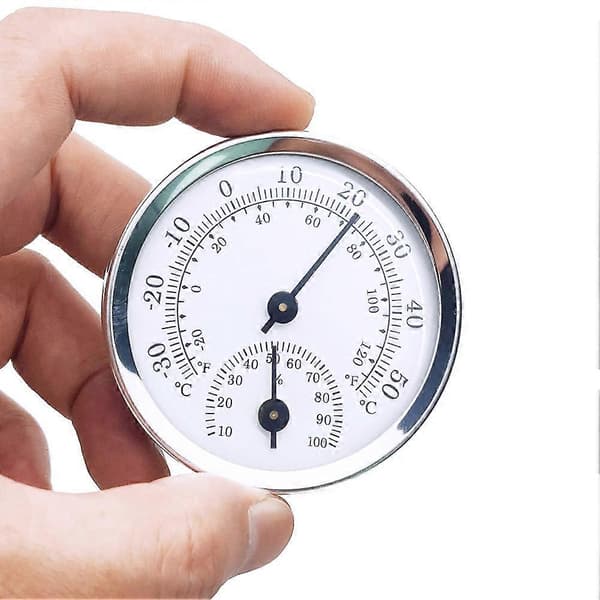 Mini Rund Väggmonterad Analog Termometer Hygrometer Temperatur Luftfuktighetsmätare