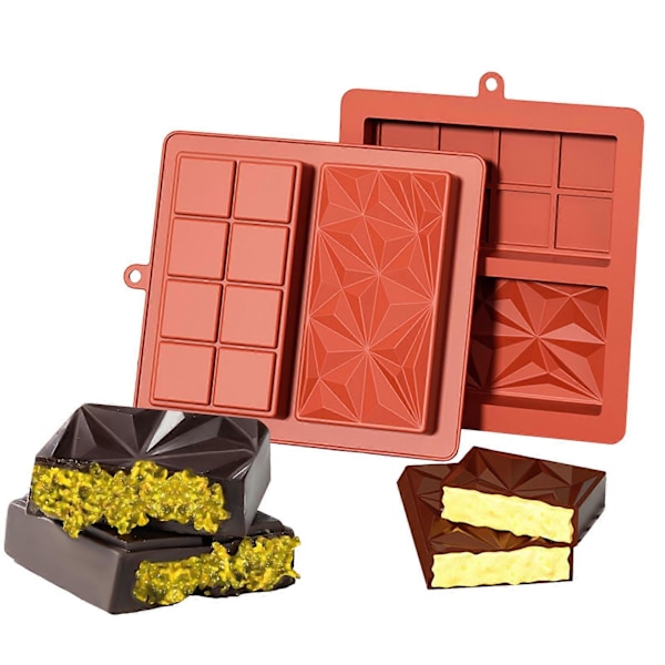 1/2/3 st Silikon Chokladform Djup Dubai Tjock Bar för Fyllning Stora Godis Kakform för Fyllda Barer Återanvändbar BPA-Fri Multifunktionell Bakningspryl 3pcs