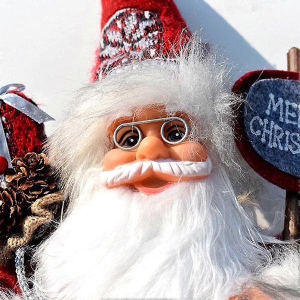 Jultomte Sittande Dekorationsfigur för Visningsfönster 57 cm Dekorativ Figur Jultomte för Inomhus- och Utomhusbruk Röd