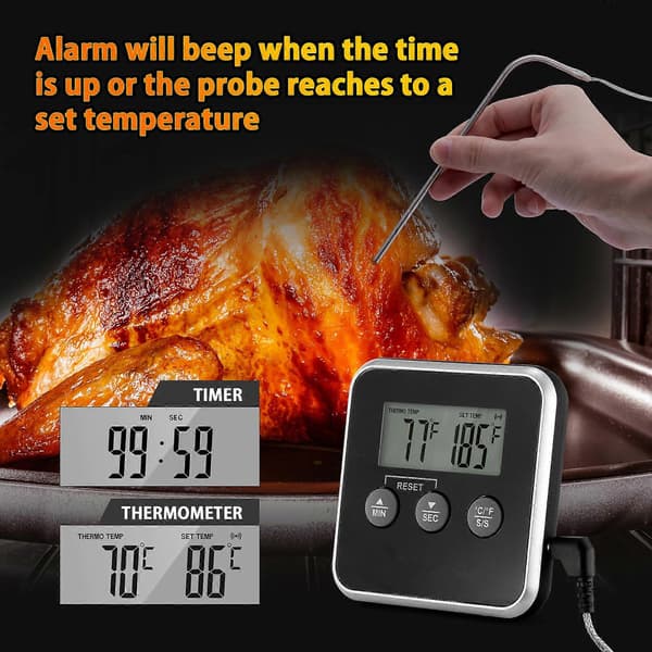 Digital Kötttermometer Mat Barbecue Termometer BBQ Grill Rök Termometer Med Smart Matlagningsläge Timer Larm Bakugn Digital Termometer