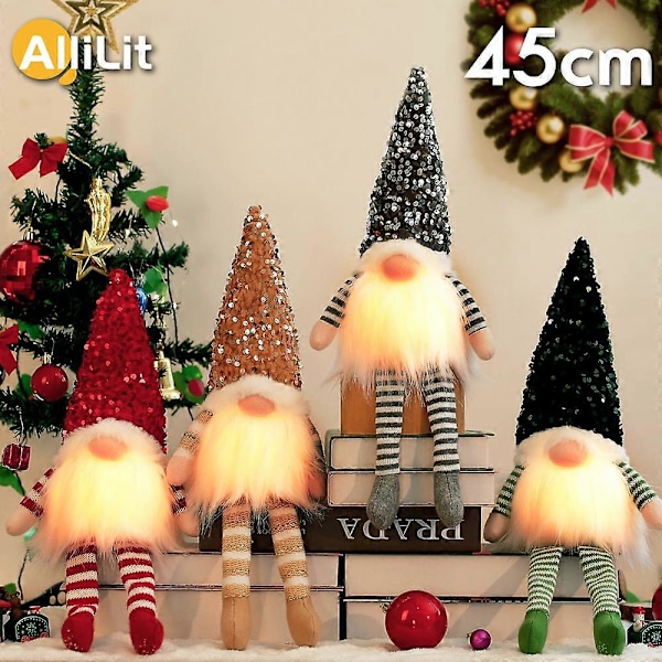 2024 Dekorationer LED Tomte Paljetter Ansiktslös Docka Nattlampa för Hem Semester Jul Ornament Gåva Navidad Nyår C 30cm