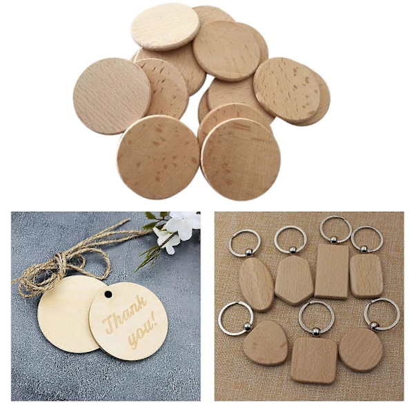 20 Stycken Obehandlade Träskivor Runda Diskar Cirkelbitar Utskurna Flisor 4cm