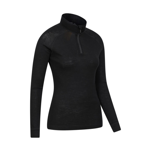 Mountain Warehouse Dam/Dam Merinoull Zip Neck Thermal T Black Black 16 UK