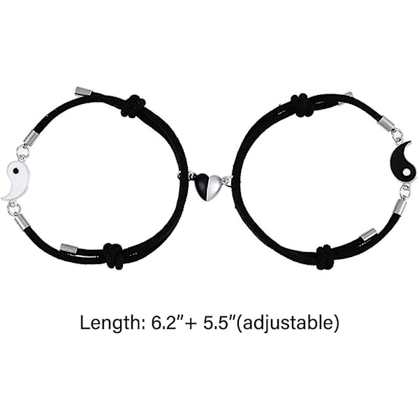 Nylry Bästa Vän Armband för 2 Matchande Yin Yang Armband för Kvinnor Män Yin Yang Långdistans BFF Vänskap Magnetiskt Armband Set för Par Bo