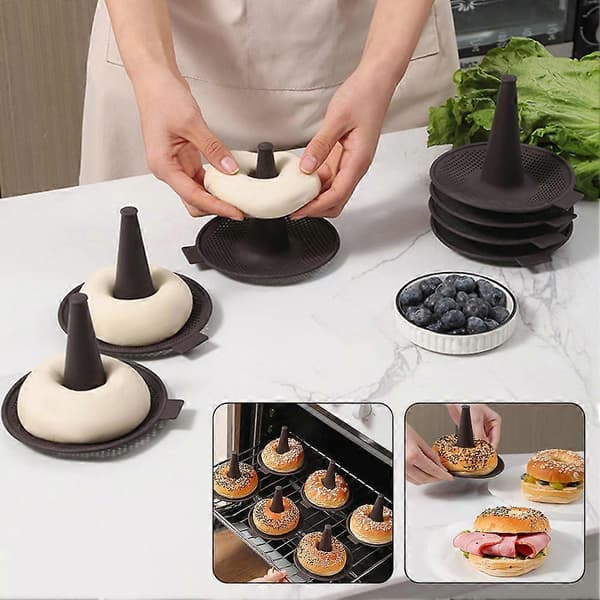 Easy-Bake Bagel Silikoneforme Konisk Formet Donutform Non-stick Køkkenbageværktøj 6pcs