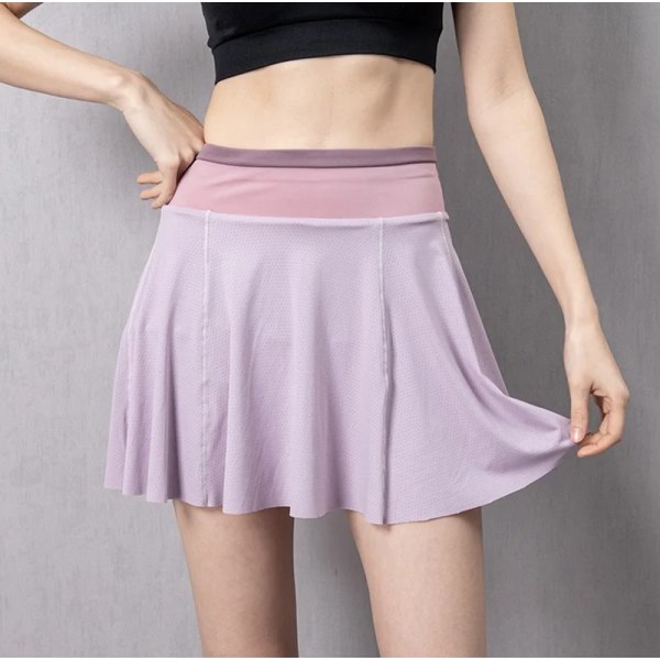 Cloud Hide XS Dam Tenniskjolar öpning Golf Badminton Byxkjol Sport Gym Fitness Shorts Telefonficka Hög midja Sport Skort PinkPurple PinkPurple L