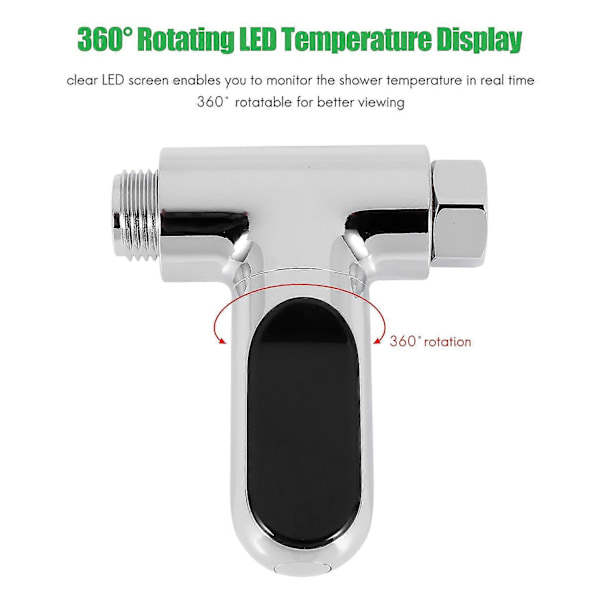 LED Display Hem Vatten Dusch Termometer - Genererande Elektricitet Vattentemperatur Mätare Monitor F
