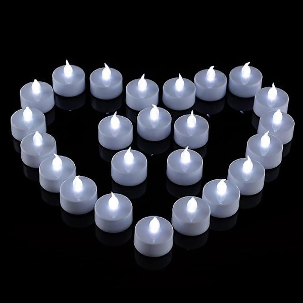 Förpackning med 24 Realistiska LED-värmeljus - Kallvitt, Batteridrivna