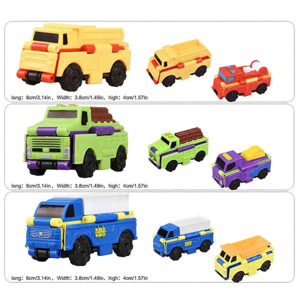 Transformable Biler, Transformable Dual-Design Legetøjsbiler, Flip Legetøjsbil, Kreativt Mini 2-i-1 Flip Bil Legetøjssæt, 100% Nyt Construction Vehicles