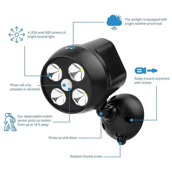 Utendørs lampe med bevegelsessensor Vanntett, LED flomlys med trådløs sensor, Utendørs sikkerhetslys