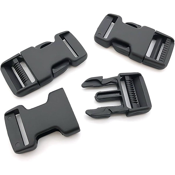 16 stykker 20 mm brede webbing spænder, sorte plastik erstatningsspænder, spænder