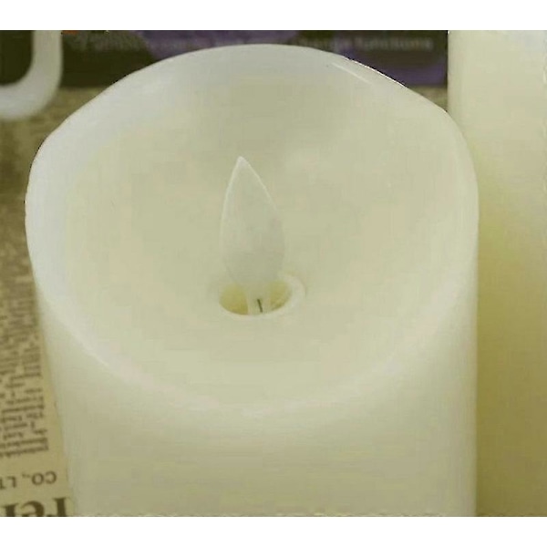 USB Uppladdningsbara Flamlösa Elektriska Ljus Elfenben Droppfria Paraffinvax Dansande Rörlig Veke Pelarljus Hem Bar Bröllop Jul Set of 10-12.5-15CM