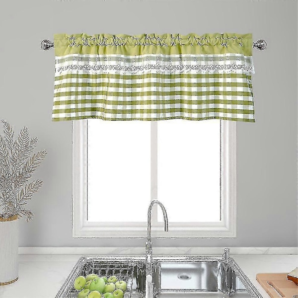 Köksgardiner Dekor Fönstergardin Lyxigt Cafékappa Överkast Draperier-MXBC Yellow Green 74cmx90cm