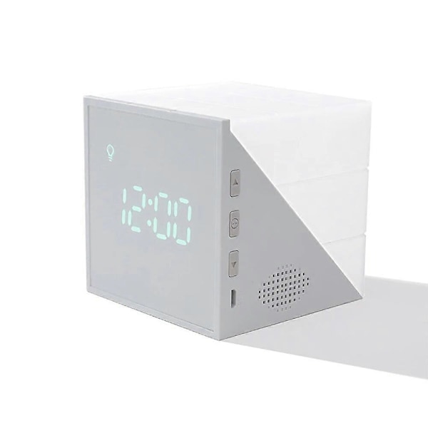 Ny Sunrise Väckningslampa Väckarklocka Färgglad Nattlampa Solnedgång Smart Ljudkontroll Lampa Timer Termometer Batteridriven A