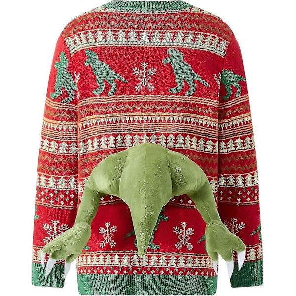 Unisex Stickad Ful Jultröja Nyhet 3D Söt Docka Tröja Roliga Fester Semester Jumper Topp -gt  TA Dinosaur X-Large