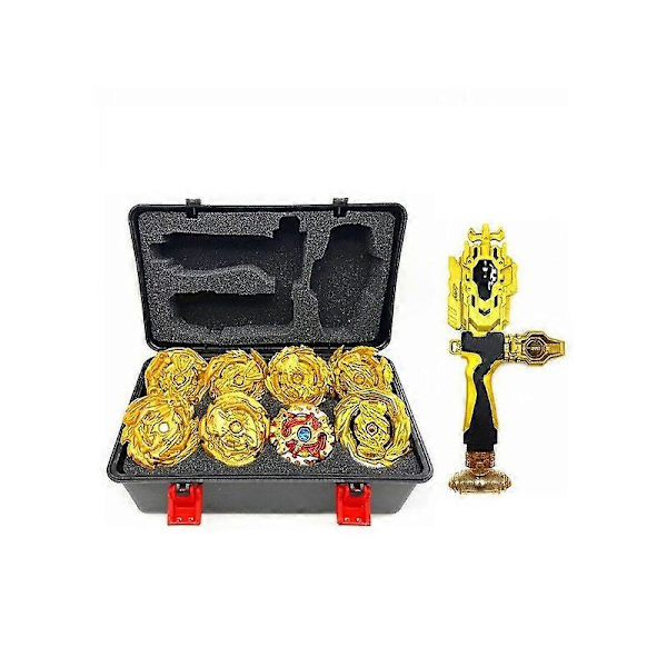 8 st Gyllene Beyblade Set Gyro Burst Med Launcher Portabel Förvaringslåda Barn Present Topp(FMY)