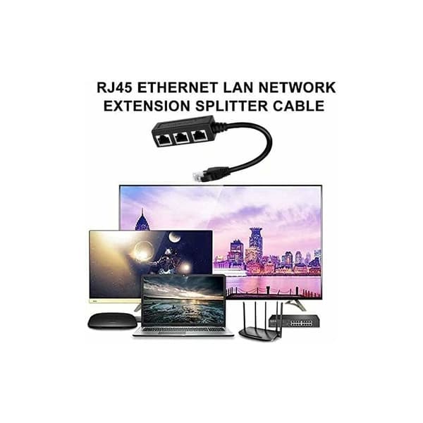 RJ45 Ethernet-kabelsplitter, 1 til 3 kabel Ethernet-splitter. Egnet for Super Cat5, Cat5e, Cat6, Cat7 Ethernet LAN.