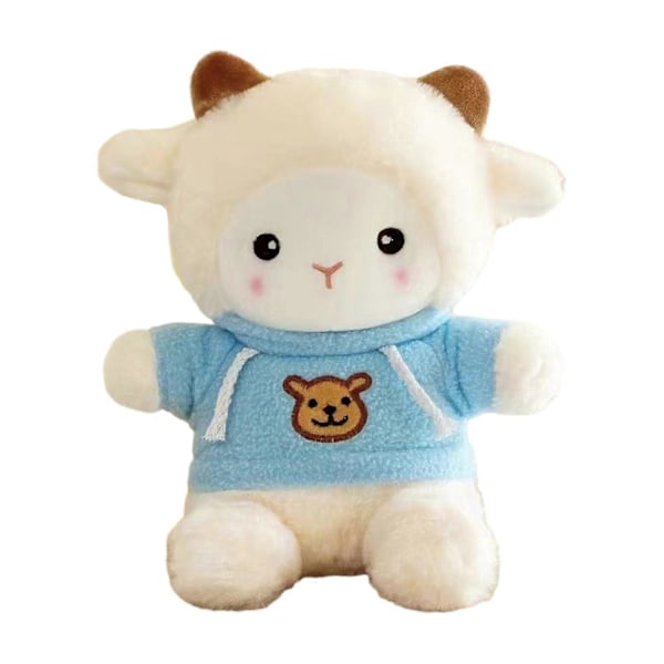 Söt fårplyschleksak Mjuk fluffig PP-bomullsfylld lammdjurs plushie Barnkomfortdocka Hem Blue 23cm