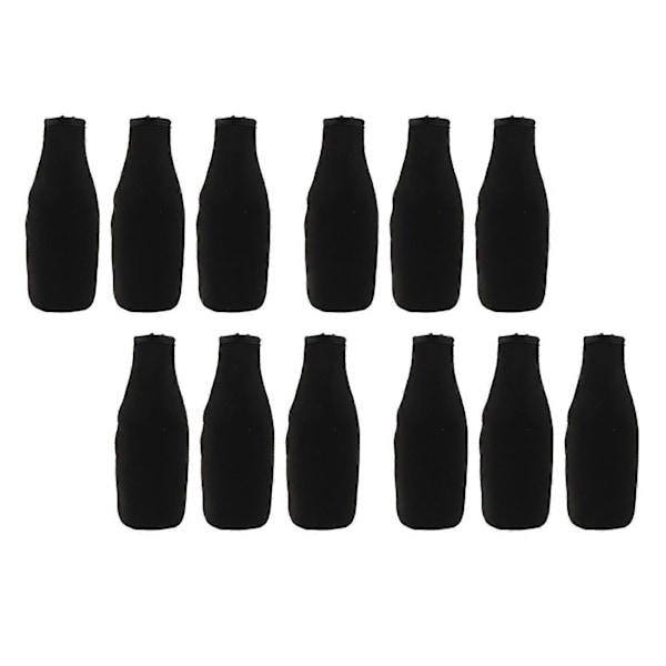 12-pack Öl Kylmanschetter Håller Drycken Kall Dragkedja Neopren Isolerad Skyddshylsa Svart