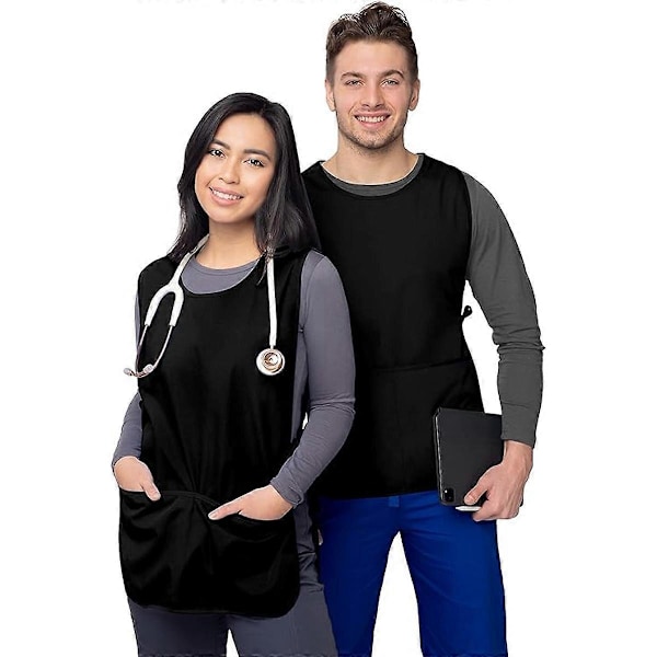 2 ST Unisex Förkläde - Slitstarkt Polyesterförkläde för Kvinnor - Förkläde i Västmodell med Axelband (FMY)