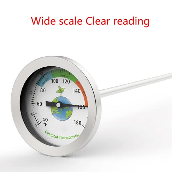 50cm Kompostjord Termometer i Rustfritt Stål Celsius Måling Hage 40-180