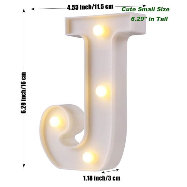 ZHOUBA LED Bokstavslampa Strömbrytare Design Vattentät Alfabet Bokstav Nattlampa för Fest Klubb Bar J