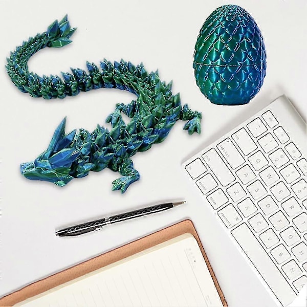 3D-printad drake i ägg, fullt rörlig kristalldrake med drakägg Red