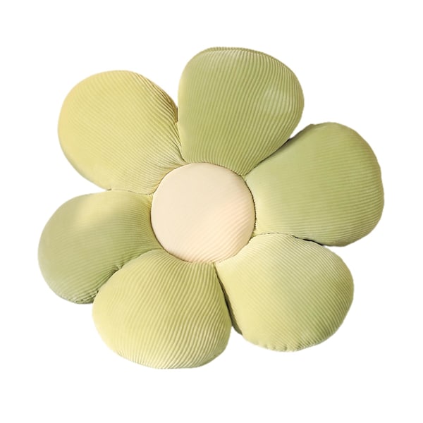 Blomkudde, blomformad prydnadskudde rumpkudde blomma golvkudde, sittdyna, söt rumsinredning & plyschkudde för sovrum soffa stol Green 50CM