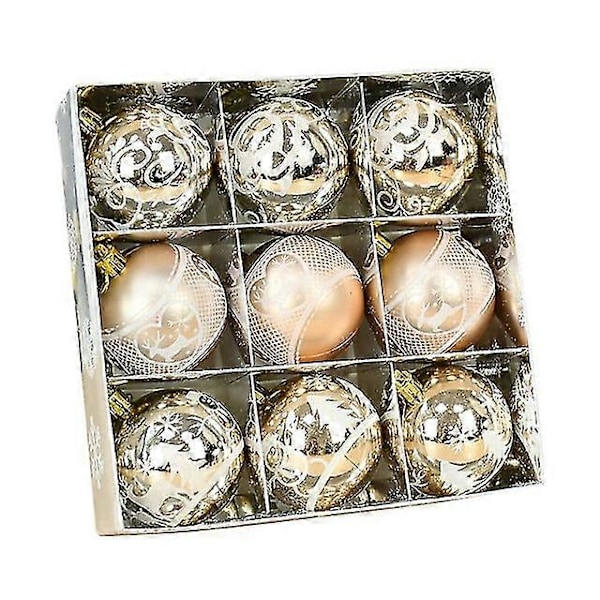 9 st/förpackning 6 cm Roséguld Julkula Dekoration Älg Tomte Julkulor Hänge För Julgran Hem Hängande Ornament Nyår Champagne
