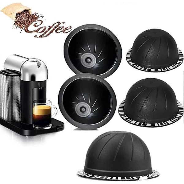5 st Återanvändbara Vertuo Kapslar Påfyllningsbara Kaffekapslar (Brun 150ml, 5) 230ML